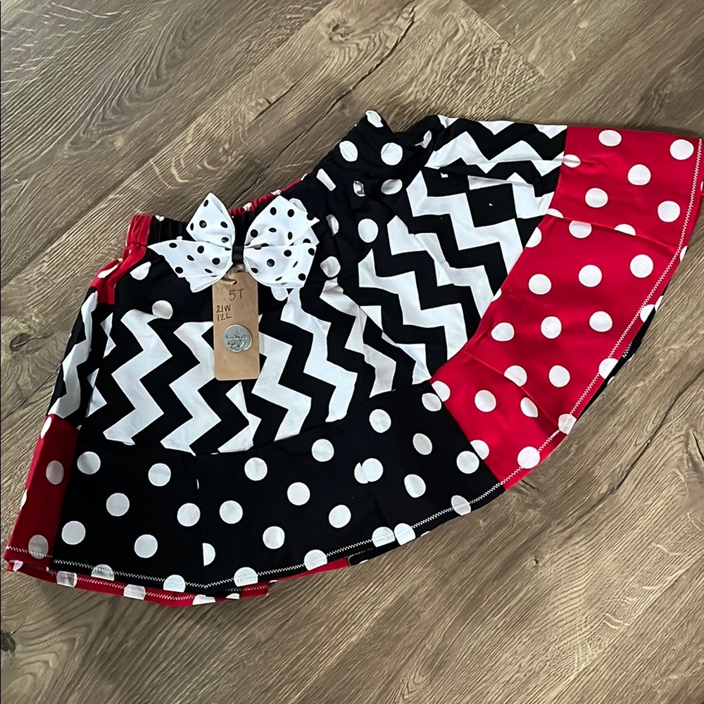 Matilda Jane Black and Red Polka Dot Chevron Skirt